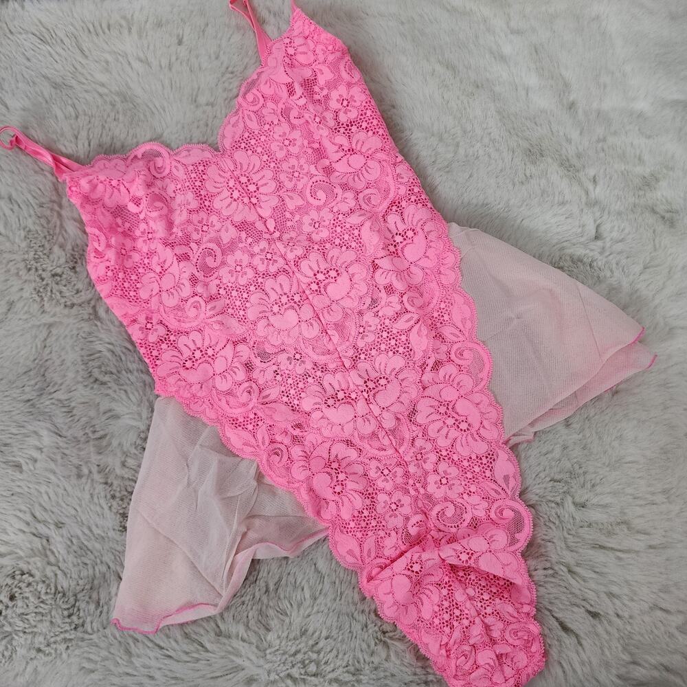 NEW We Are Hah x Free People Maid To Wear Pink Lace Ruffle Bodysuit XS Rose